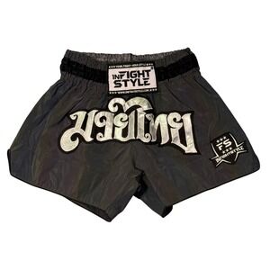 Infight Style Muay Thai Shorts Men Medium Gray Iridescent MMA Training